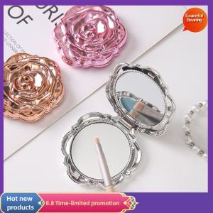Graceful Portable Mini Mirror Retro Rose Flower Small Pocket Makeup Mirror Double Sided Hand Mirrors Compact Cosmetic Beauty Tool Gift