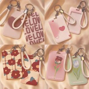 Cute Flower Rose Stundet School ID Work ID Card Holder Metro Card Bus Card Bank Card Cover