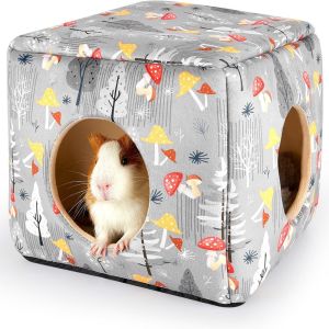 NEXASHOP Washable Guinea Pig Hideout with Cushion Large Size Chinchilla Hamster House Cozy Non-slip Small Pet Bed Rabbit