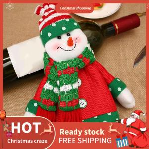 CX💥💓🎄 2026 Christmas Decorations Cartoon Knitted Big Head Doll Wine Bottle Cover Santa Claus Champagne Cover