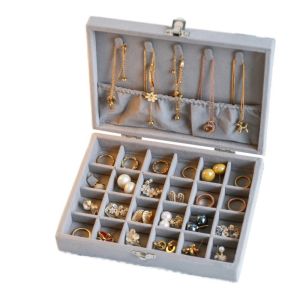 CNIEN8 Large Capacity Jewelry Storage Box Dustproof Flip Lid Travel Jewelry Case Simple 3/9/24 Grids Divided Necklace Tray Home