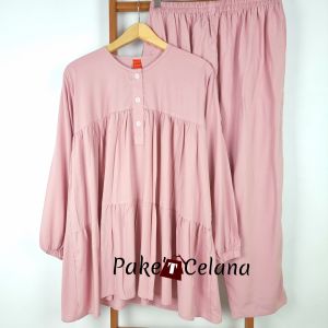 oneset elia setelan wanita jumbo ld 120 - 125 bb 60 - 80 kg terbaru bahan rayon premium import