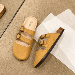 Free Shipping Thick-Soled WomenS Autumn And Winter New Retro Slip-On Closed-Toe Slippers With Hidden Heel