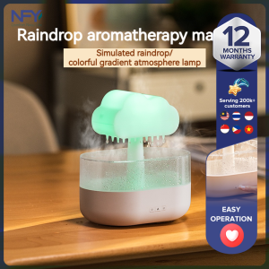 New USB White Noise Rain Humidifier Ultrasonic Humidification Colorful Mushroom Cloud Rain Drop Night Lamp Aromatherapy Machine