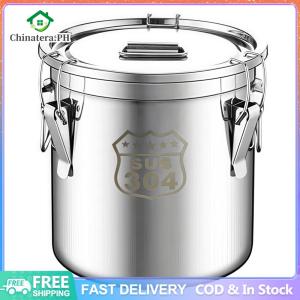 6/12/21/33L Stainless Steel Airtight Canister Food Storage Container Food Oil Sugar Milk Storage Bucket for Home Kitchen