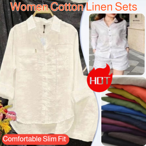 Womens 2pcs Suits Casual Long Sleeve Blouse Top Elastic Waist A-Line Shorts Loose Comfortable Slim Sets House Clothes Pajamas