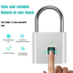 [Ready stock] Metar Fingerprint Lock USB Rechargeable Waterproof Smart Thumbprint Padlock Anti-theft Electric Mini Lock For Luggage Case