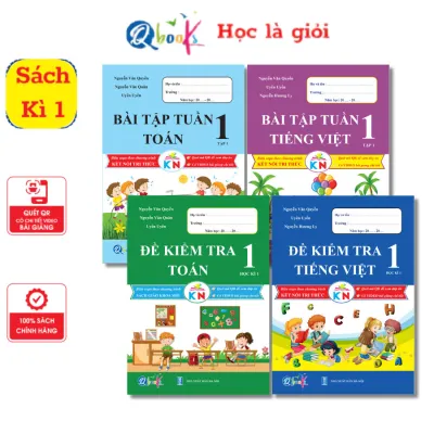 Sách Lớp 1 - Học Kì 1 Combo Bài Tập Tuần và Đề Kiểm Tra Toán Tiếng Việt Lớp 1 - Kết nối tri thức (4 cuốn)