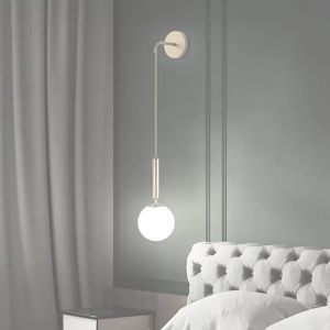YFD Nordic Light Luxury Bedroom Bedside Wall Lamp Postmodern Minimalist Living Room Background Wall Lamp Creative Glass Sphere Wall Lamp