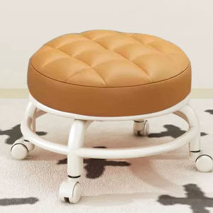 ส่งฟรี เก้าอี้สตูล ทรงกลม สตูลเตี้ยสไตล์นอร์ดิก ขนาดเล็ก-กะทัดรัด หมุนได้ 360°  มีล้อ ใช้เมื่อสวมรองเท้า ใช้เมื่อถูพื้น ใช้เป็นรถเข