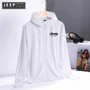 JEEP SPIRIT 1941 ESTD Mens and Womens Sunscreen Clothing UV Protection Breathable Skin Clothing Hooded Windbreaker Mens Comfortable Ice Breathable Shawl