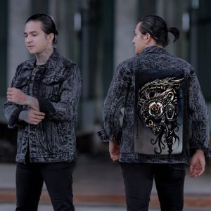 Bayar Ditempat/ Jaket jeans pria bergambar belakang terbaru/ jaket jeans cowok keren/ jaket denim pria bergambar belakang terbaru
