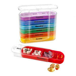 Clear 7 Day Pills Organizers 28 Compartments Safe PVE Plastic Storage Container For Weekly Medication Management