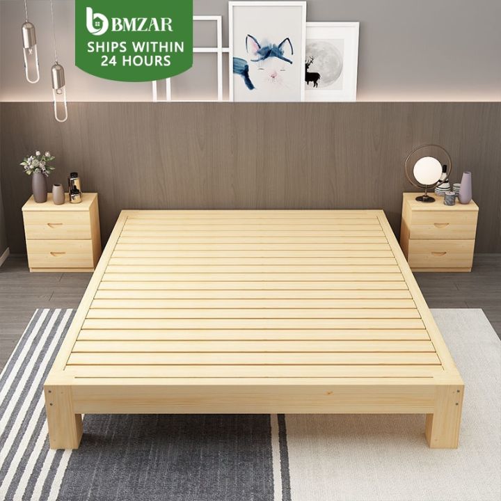 BMZAR Wooden Single/Quee/King Bed Frame Hard Bed Frame Board Bedroom