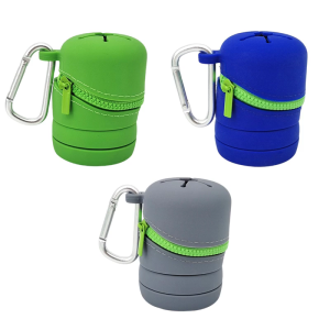 Silicone Boxes with Carabiner Clip Portable Fly Fishing Box Multifunctional Trash Can Foldable Outdoor Soft Trash Can