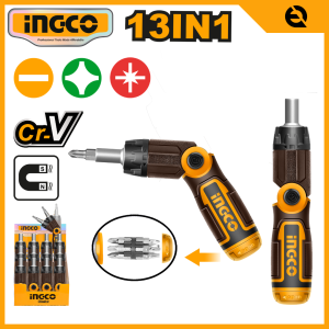INGCO 13 IN 1 RATCHET SCREWDRIVER SET | FOLDING HANDLE | AKISD1208