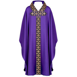 European and American Ethnic Solid Color Long Robe Stage Performance Costume Medieval Cloak Patchwork Priest Prayer Robe Worship Robe