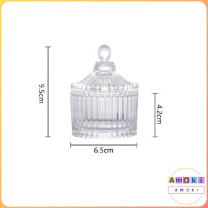 Amoki【Ready in Stock】 Crystal Glass Candy Jar With Lid Jewelry Storage Jar Multi-Functional Transparent Storage Jar 1Pc