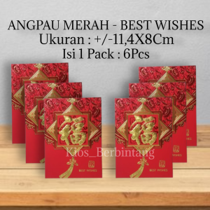 Angpau Merah Angpau Best Wishes Isi 1 Pack 6 Pcs