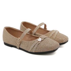 Kids Fashion Mini Gold Heart Shinning Glitter Flat shoes Sandal For Kids Girl