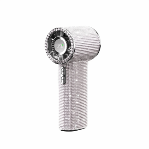 N6MBRH Small Size Rhinestone Handheld Fan Long-Lasting Digital Display Portable Hand Fan Sparkling Strong Wind Mini Cooling Fan Outdoor Use
