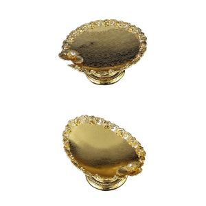 Functional Oval/Round Shape Iron Alloy Cake Plate Feature Intricate Edges Perfect For Weddings And Celebration