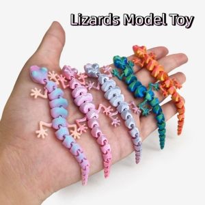 MARBLEX 20pcs Movable Joints Lizards Ornaments Random Color 3D Printed Lizard Figurines  PLA Realistic Reptile Decor Desktop Decor