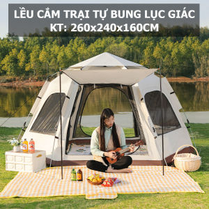 Lều cắm trại tự bung lục giác lều du lịch dã ngoại chống thấm nước chống tia bức xạ uv thông gió KT 260x240x160cm