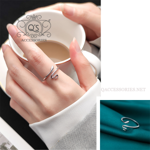 Nhẫn bạc 925 hình rắn nhẫn nữ trơn hở tối giản S925 SNAKE QA SILVER Ring RI200406