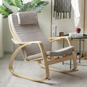 【24 Hours Shipped】Nordic Style Solid Wood Adult Balcony Casual Rocking Chair