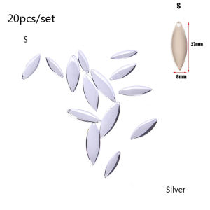 UUMIR 20pcs หมุน การสั่นสะเทือน เลื่อม VIB ล่อ ตกปลา Attractor สปินเนอร์ ใบมีด โลหะวิลโลว์โลหะ