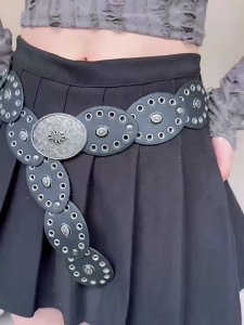 Dây lưng bản rộng Cho Phụ Nữ dải thắt eo Chuỗi đeo bụng Grommet dải thắt eo Phương Tây Hình Bầu Dục Vành Đai Phương Tây Chuỗi đeo bụng Cho Ăn Mặc