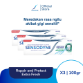 Sensodyne Toothpaste Pasta Gigi Sensitif Repair & Protect Memperbaiki Secara Menyeluruh + Kesegaran Extra Fresh 3x100gr [TRIPLEPACK]. 