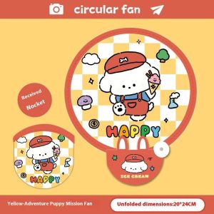 Dễ thương phim hoạt hình có thể gập lại Quạt tròn để sử dụng ngoài trời mùa hè di động và làm mới