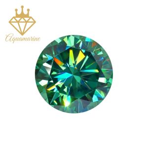 (Size 5.4 ly) Kim cương nhân tạo Moissanite giác cắt tròn màu xanh lá