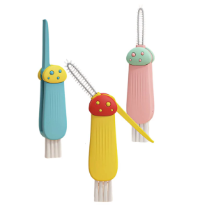 ฝาถ้วยขนาดกะทัดรัดแปรงทำความสะอาดอเนกประสงค์ด้ามจับที่กระชับพื้นที่สำหรับแก้วกาแฟหลอดขวดน้ำ