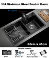 Kitchen Sink 7843 Black Paket Komplit / Paket Kitchen Sink Stainless 304 / Bak Cuci Piring Hitam 2 Lubang Paket Lengkap , KITCHEN SINK BAK WASTAFEL CUCI PIRING HITAM DUA LUBANG STAINLESS TEBAL DAN ANTI KARAT. 