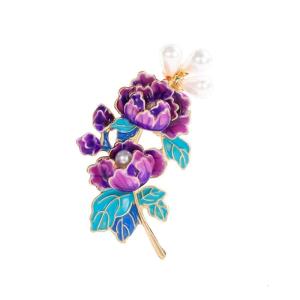 Xinh xắn tráng men và ngọc trai hoa mẫu đơn ghim cài ve áo cho phụ nữ thời trang mảnh cho đám cưới và xã hội họp mặt