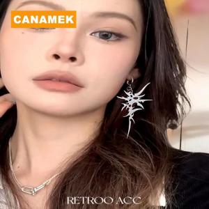 【CANAMEK】 Grunge Aesthetic Irregular Thorn Dangle Earrings Y2K Punk Retro Fashion Geometric Jewelry For Women Gift
