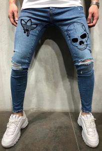 Celana Panjang Jeans Ripped Style Bahan Blue Denim