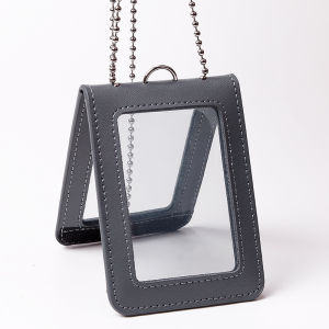 4-Sided Transparent Window US Police Badge Holder ID Business Work Card Name Tag Holders Genuine Leather Chest Cards Cases
