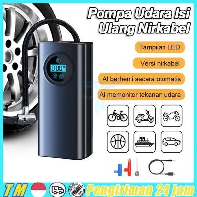 Pompa Ban Motor Dan Mobil Electric 120W Portable Pompa Udara Isi Ulang Nirkabel Listrik Ban Motor Inflator Deteksi Tekanan Ban