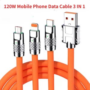 TIKA (Buy1 Take1)3IN1 120W Mobile Phone Data Cable One-to-three USB Charging Cable Fast Charging Data Cable Type-c Suitable for Huawei Apple