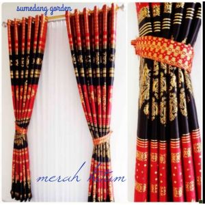 Gorden Pintu Dan Jendela Minimalis Murah Blackout Import Mewah Model Smokring 10 Ring Warna  Merah
