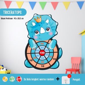 Mainan Anak Lempar Bola Tempel Papan Panah Dart Game Board Ball Kartun