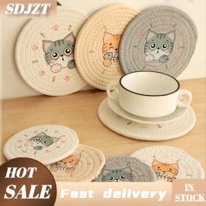 SDJZT Tấm lót bàn cách nhiệt đế lót cốc bát họa tiết mèo bền đẹp đồ trang trí nhà cửa phụ kiện nhà bếp