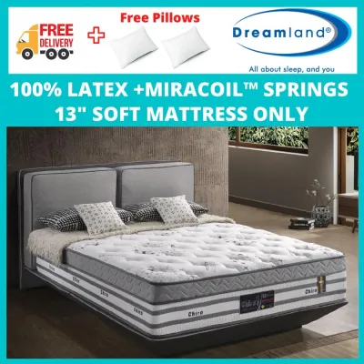 DREAMLAND CHIRO AMETHYST SENSOTIC (13-Inches) 100% LATEX+MIRACOIL™ SPRINGS MATTRESS (Free Delivery + Free Pillows )