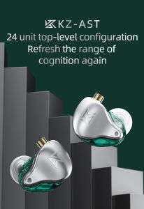 KZ AST Headset 24 BA unit HIFI Bass dalam telinga Monitor seimbang armature earphone bunyi membatalkan Earbuds sukan