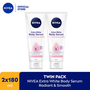(PAKET HEMAT ISI 2) NIVEA Body Serum Extra Bright Radiant & Smooth UV Filter 180ml - Hand body serum moisturizer mencerahkan kulit kusam halus lembut badan glowing brightening tone up serum melembabkan kulit - 95% Vitamin C UVA UVB Filter 8 Super food