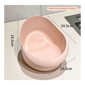 Multifunctional household vegetable and fruit washing basin large capacity vegetable and rice washing basket tilting rice washing basket/Durable and drop-resistant environmentally friendly/Rice washing and draining basket